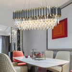 6 8 Light Crystal Layered Chandelier Dimmable Dining Room Pendant Lighting