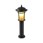 Heritage Iron LED Garden Lantern with Handcrafted Glass Shade