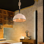 Nostalgic Linen Lampshade Hemp Rope Led American Style Chandelier