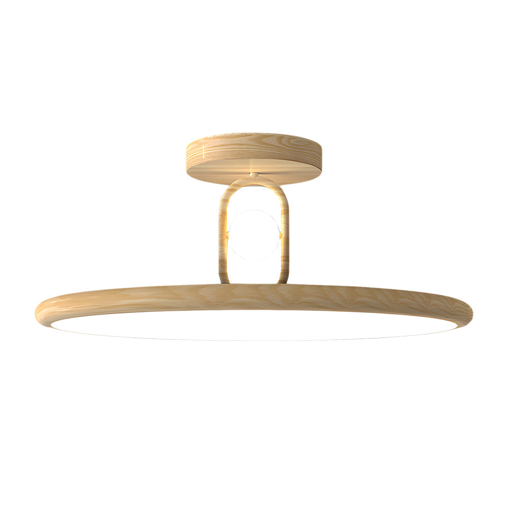 15 7 19 7 In Wood Grain Round Semi Flush Mount Ceiling Light