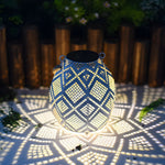 Moroccan Portable Hanging White Solar Led Outdoor Patterned Lantern