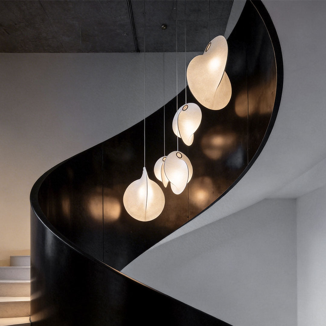 Silk Pendant Light with Iron Frame – Modern Minimalist Ceiling Lamp