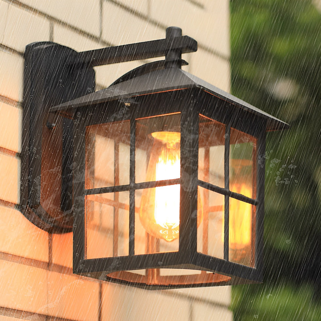 Lantern Shaped Glass Waterproof Modern Wall Sconce