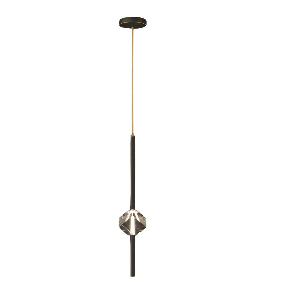 Modern 1 Light Copper Single Crystal Pendant Light With 3 Step Dimming Led