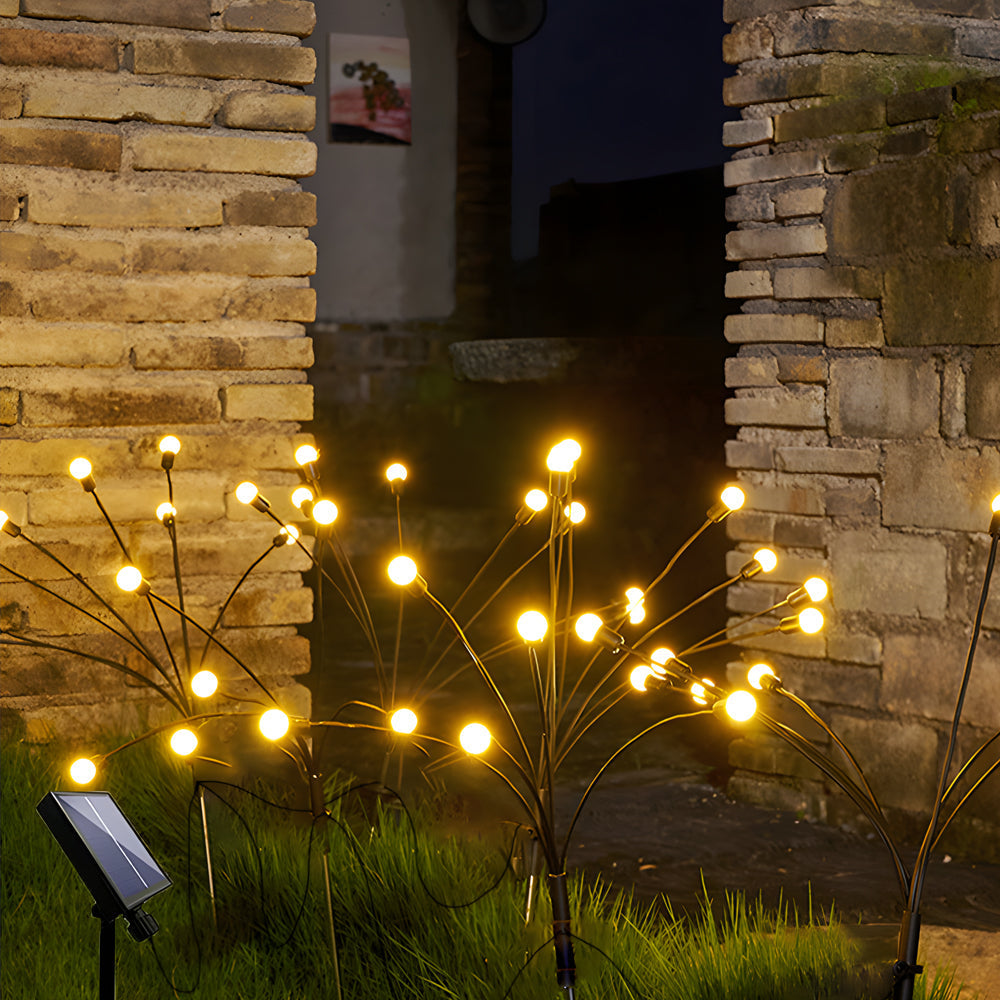 2 Pack Solar Firefly Lights 8Led Starburst Swaying Waterproof Outdoor Garden Landascape Lighting