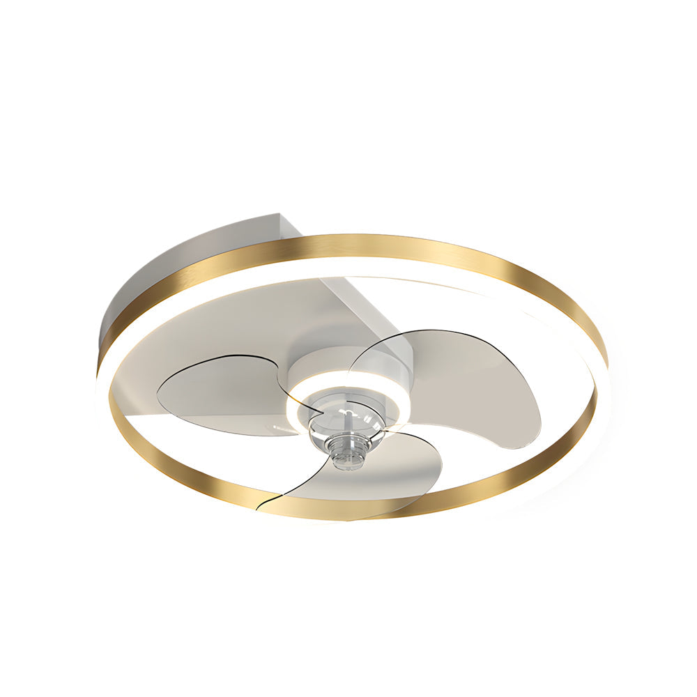 Simple Round Silent Led Three Step Dimming Modern Flush Mount Ceiling Fans
