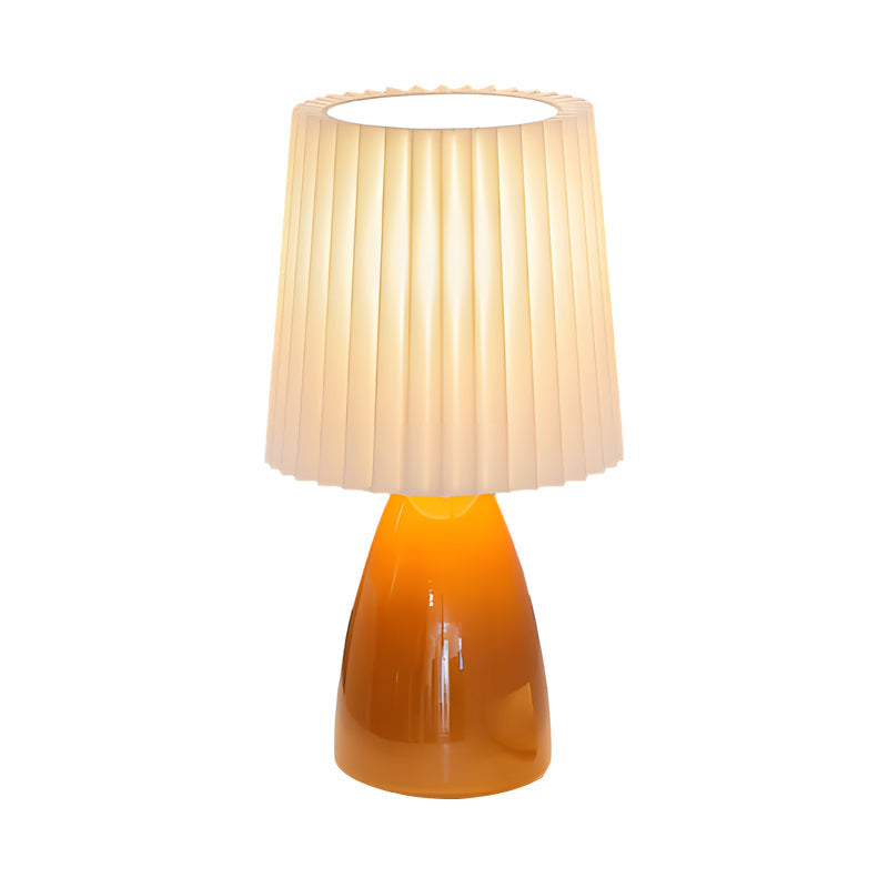 12 Inch Pleated Shade Glass Dimmable Table Lamp