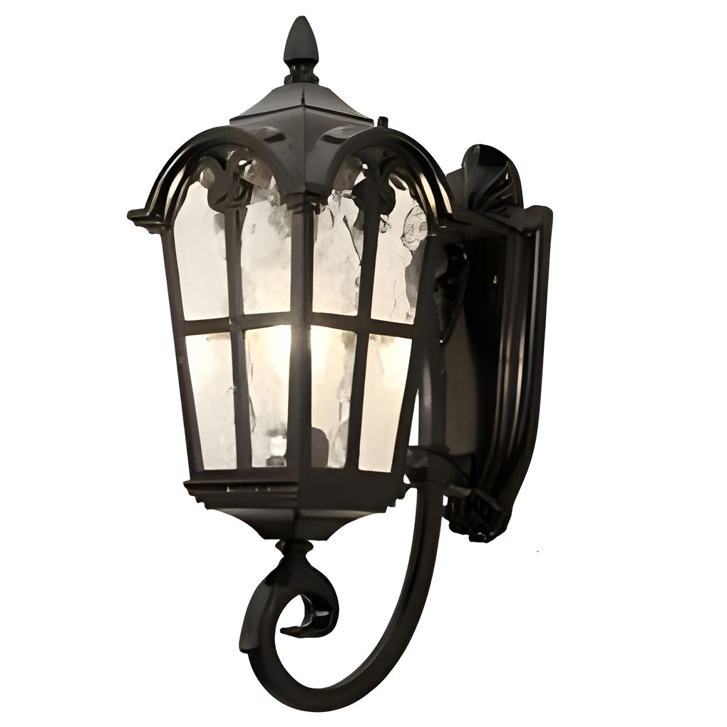 Waterproof Vintage Lantern Shaped Black Retro Outdoor Plug In Wall Lamp