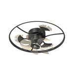 Round Ginkgo Leaves Decor 3 Step Dimming Modern Fans Ceiling With Lights