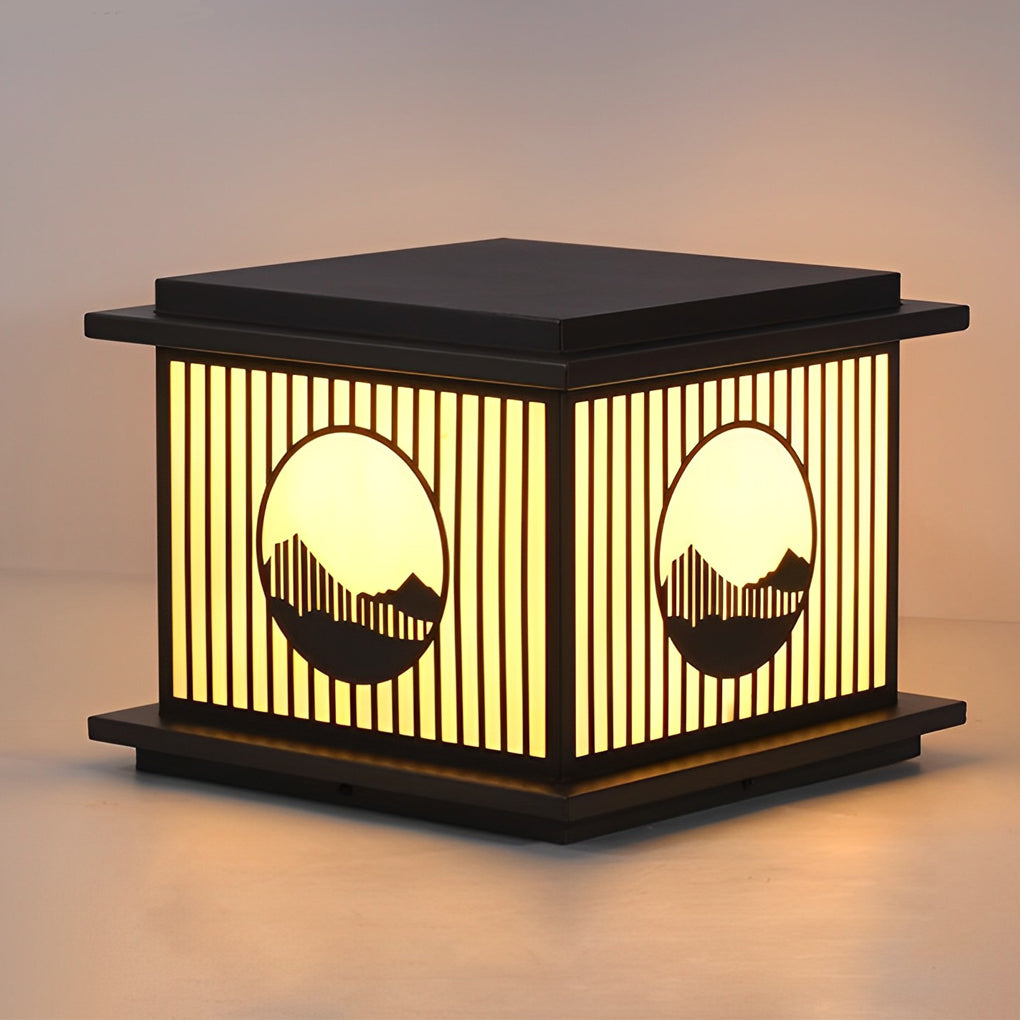 Retro Mountain Scenery Solar Pillar Lamp Ha080741