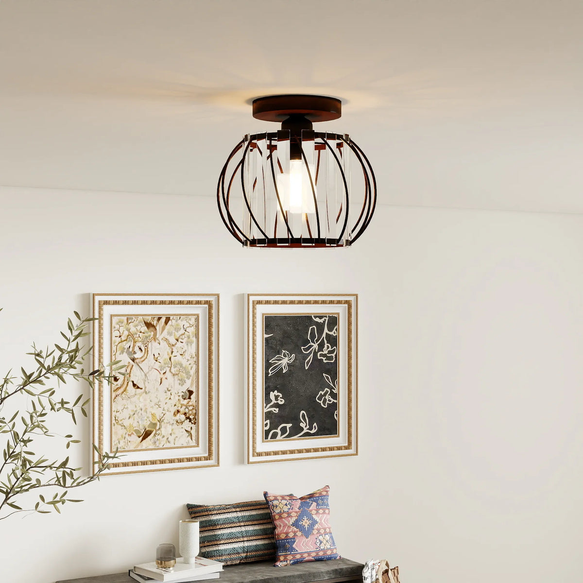 Modern Creative Lantern Shape Glass Ceiling Light
