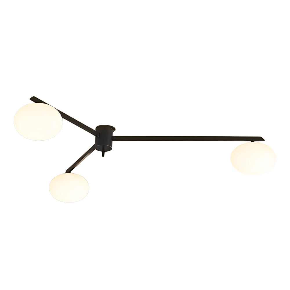 White Glass Bubble Black Semi Flush Ceiling Light
