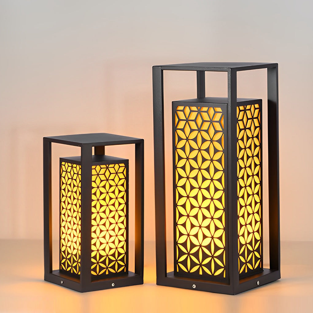 Modern Floral LED Pathway Light for Garden and Lawn – Black