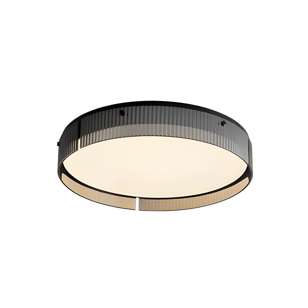 Round Ribbed Glass Led Flush Mount Ceiling Light