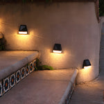 4 Pcs Dusk To Dawn Sensor Step Lights Outdoor Warm White Led Solar Stair Lighting