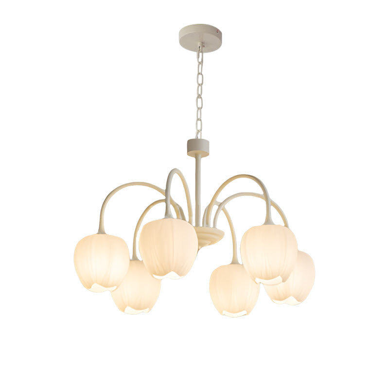 Tulips Flowers Led Milky White Chandelier Li002603