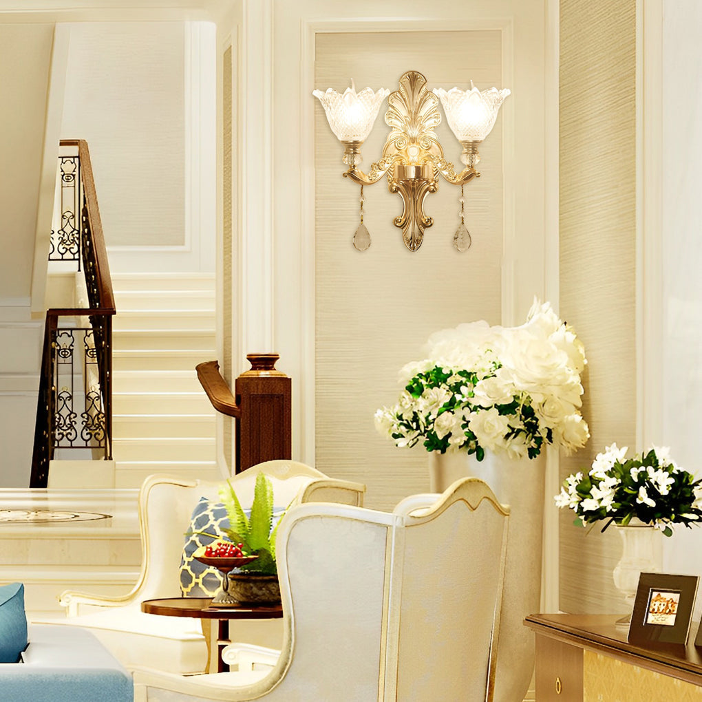 2 Lights Flowers Wall Lamp Ha098816
