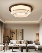 Auralyn Ceiling Light – Layered Fabric Flush Mount in Bronze