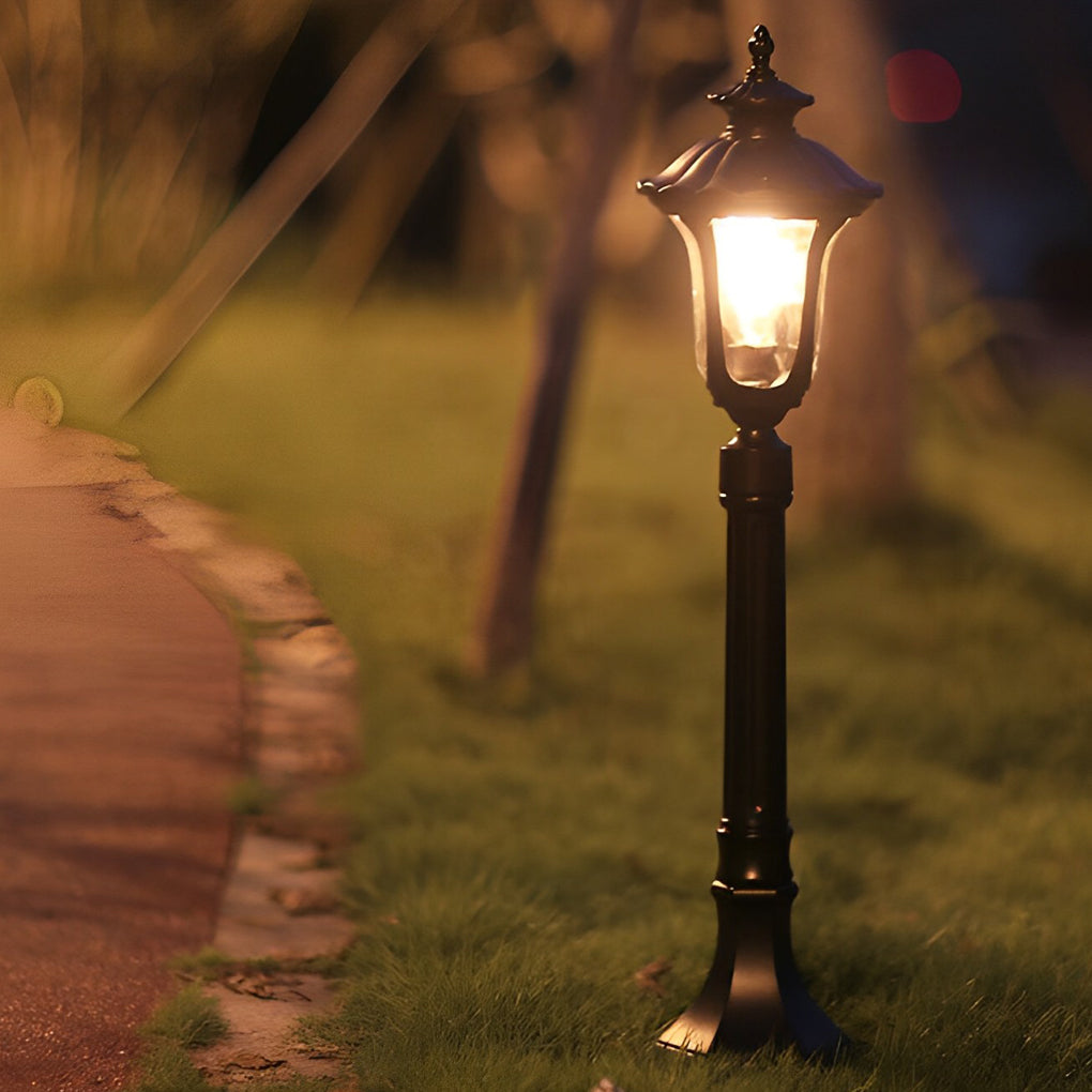 Classic Black LED Outdoor Post Light with Water Glass Lens