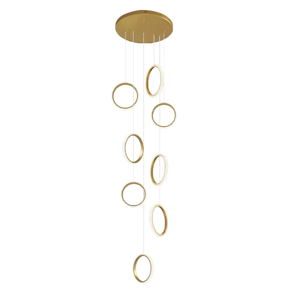 Round Rings Led Staircase Chandelier Ha098814