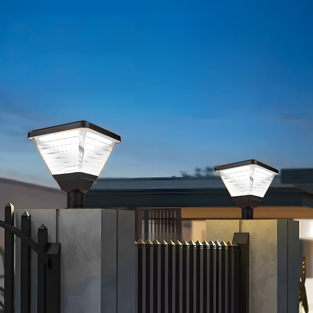 Black Square Solar Led Pier Mount Post Light