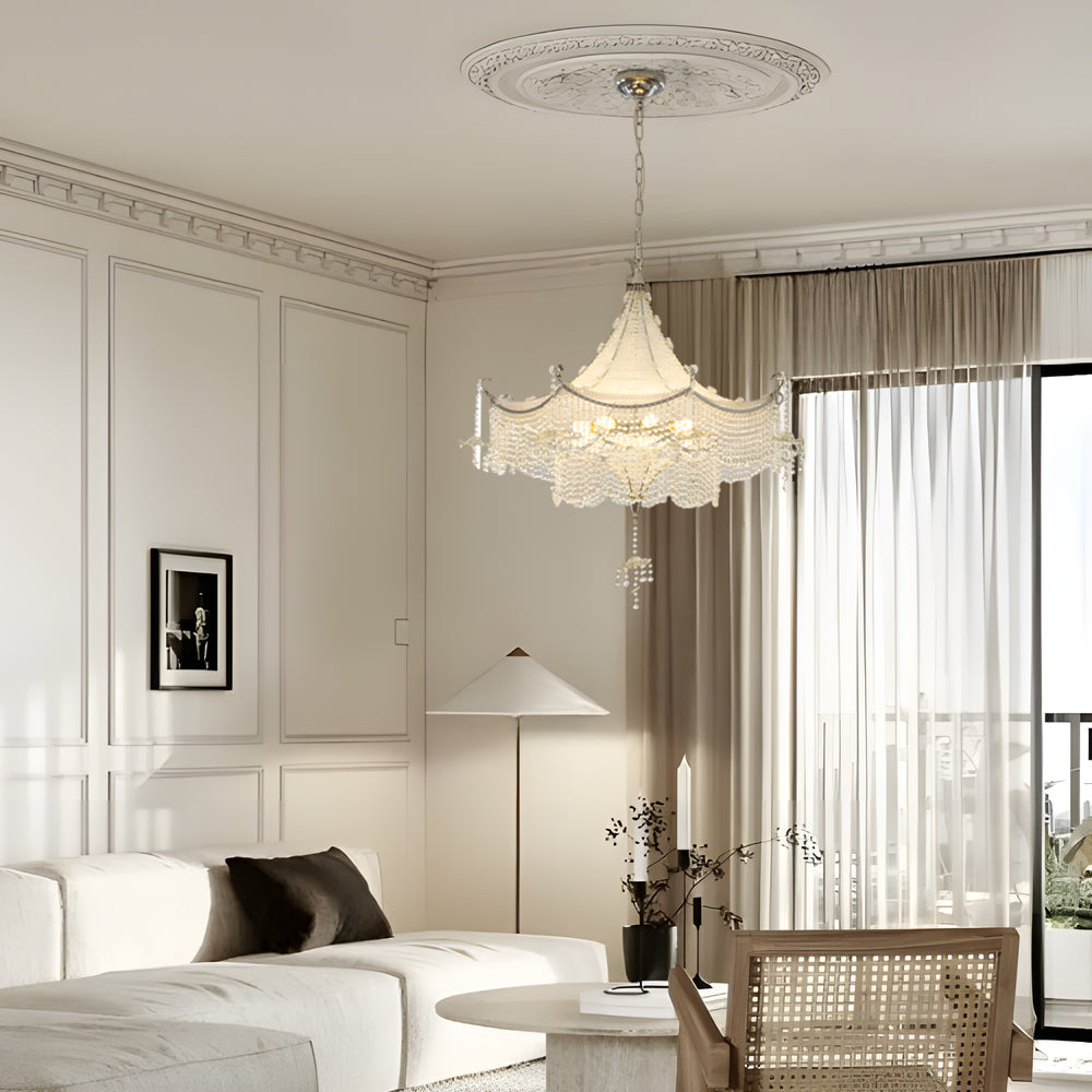 Elegant Pagoda Crystal Chandelier With Led Dimming Elegant Chrome Finish