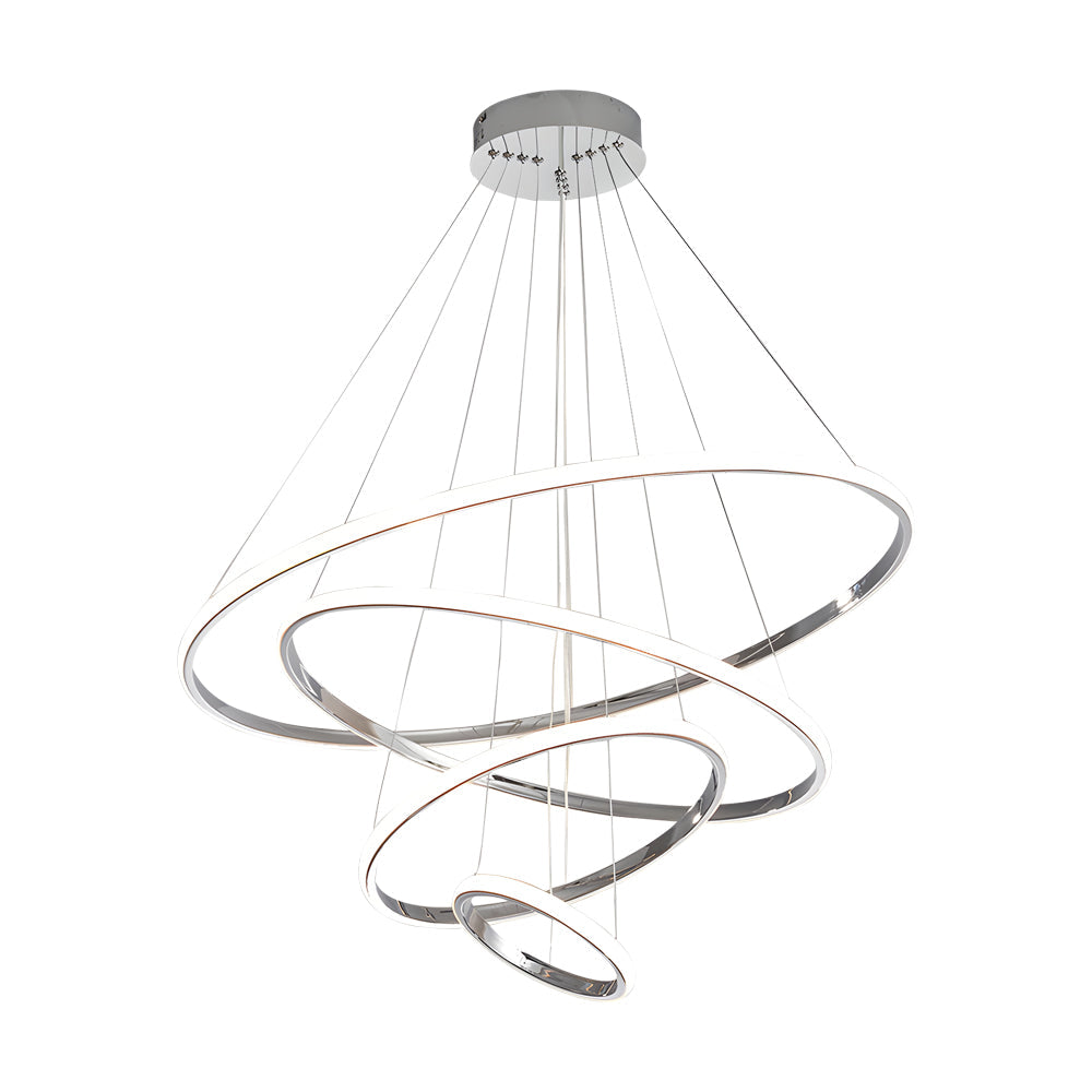 Contemporary Hanging 3 4 Light Tiered Ring Chandelier Chrome