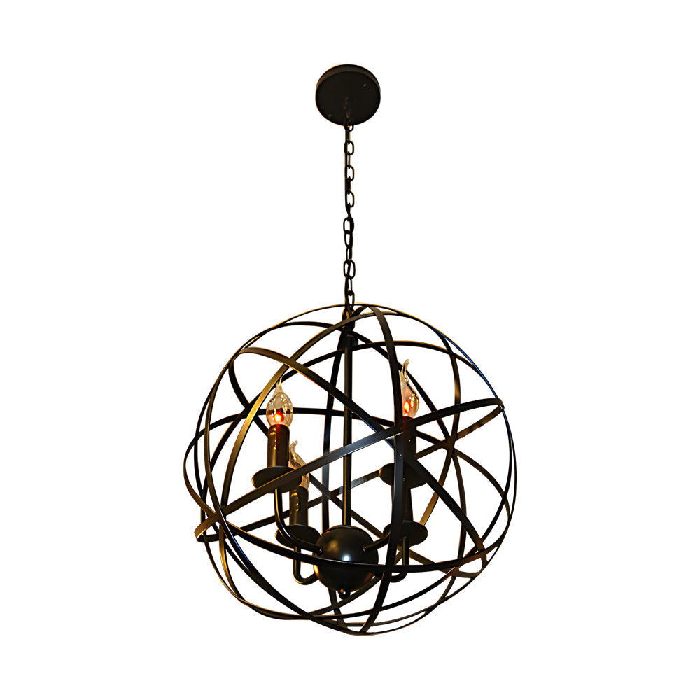 Iron Lines Ball Spherical Creative Led Industrial Style Chandelier