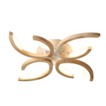 Multi Lights Floral Design Wood Semi Flush Mount Ceiling Light For Living Room