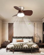 Miroter Ceiling Fan Light with LED, Flush Mount, Walnut & Nickel