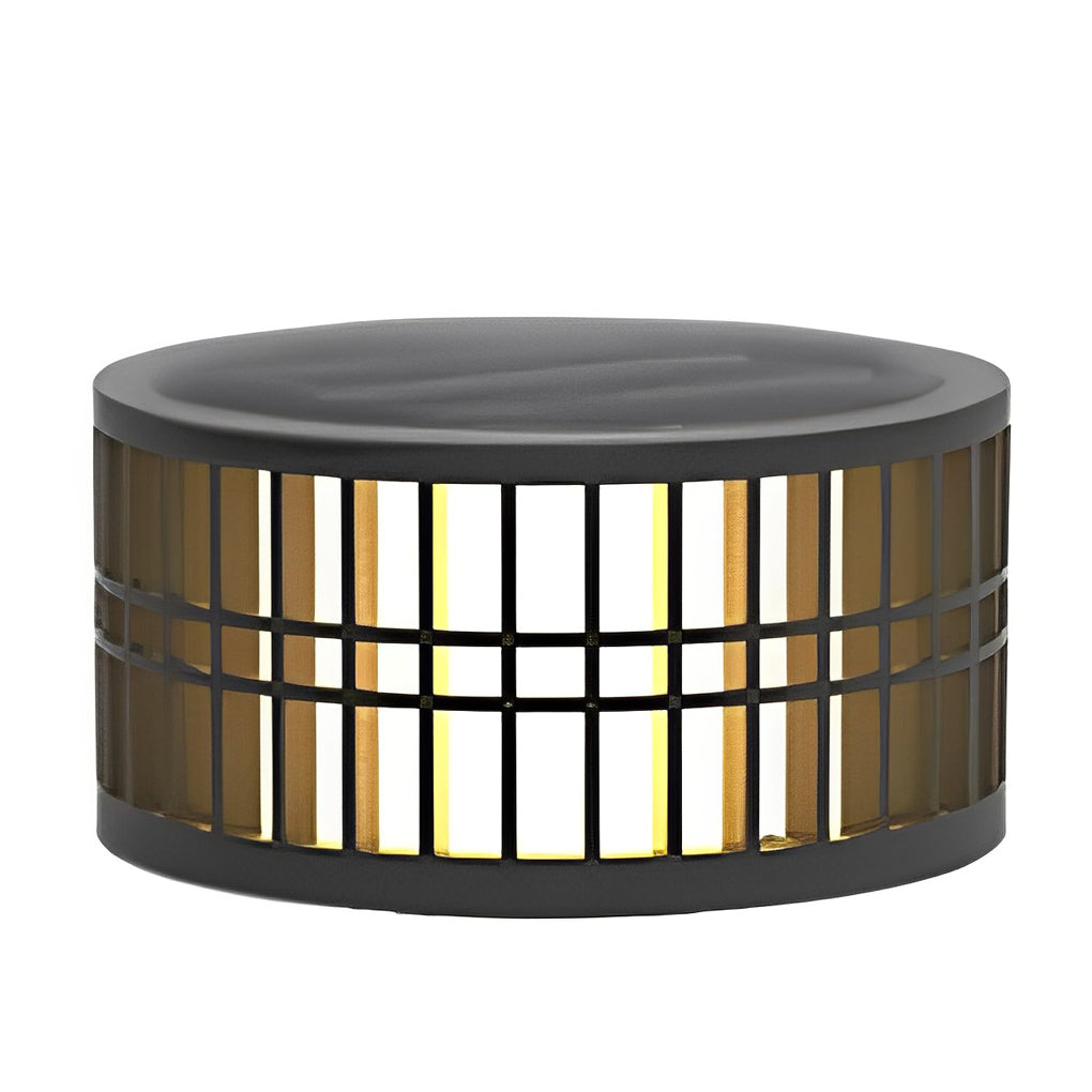 Round Led Black Modern Solar Fence Post Lights Ha077197