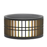 Round Led Black Modern Solar Fence Post Lights Ha077197