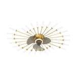 Creative Flower Mute Three Step Dimming Nordic Fans Ceiling With Lights
