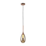 Modern 1 Light Led Teardrop Glass Pendant Light In Amber Smoke Gray