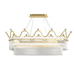 1 2 Layers Long Oval Crystal Crowns Three Step Dimming Modern Chandelier
