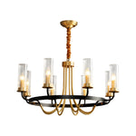 6 8 Light Candlelight Wagon Wheel Chandelier With Glass Shades