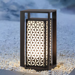 Vintage Galvanized LED Pathway Lights with Floral Lampshade for Garden and Courtyard