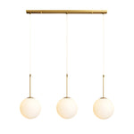 Modern 1 3 Light White Glass Globe Island Pendant Light In Gold Finish