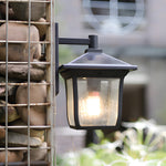 Square Waterproof Aluminum Glass Black Retro Solar Outdoor Wall Lights Li002755