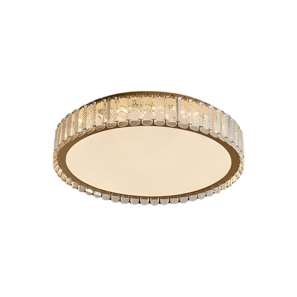Crystal And Frosted Shade Luxury Round Square Flush Mount Ceiling Light