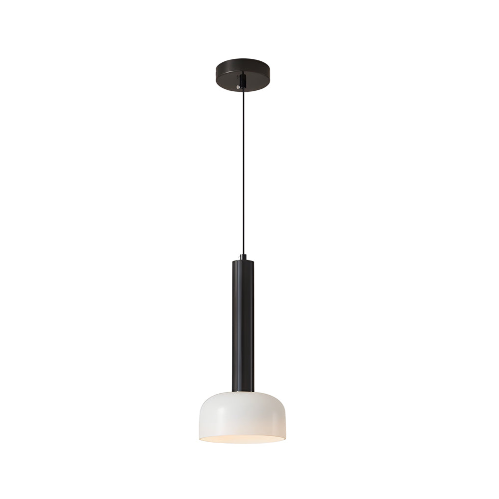 Modern Copper Tube 1 Light White Glass Bowl Pendant Light