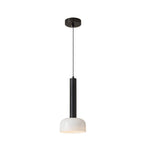 Modern Copper Tube 1 Light White Glass Bowl Pendant Light