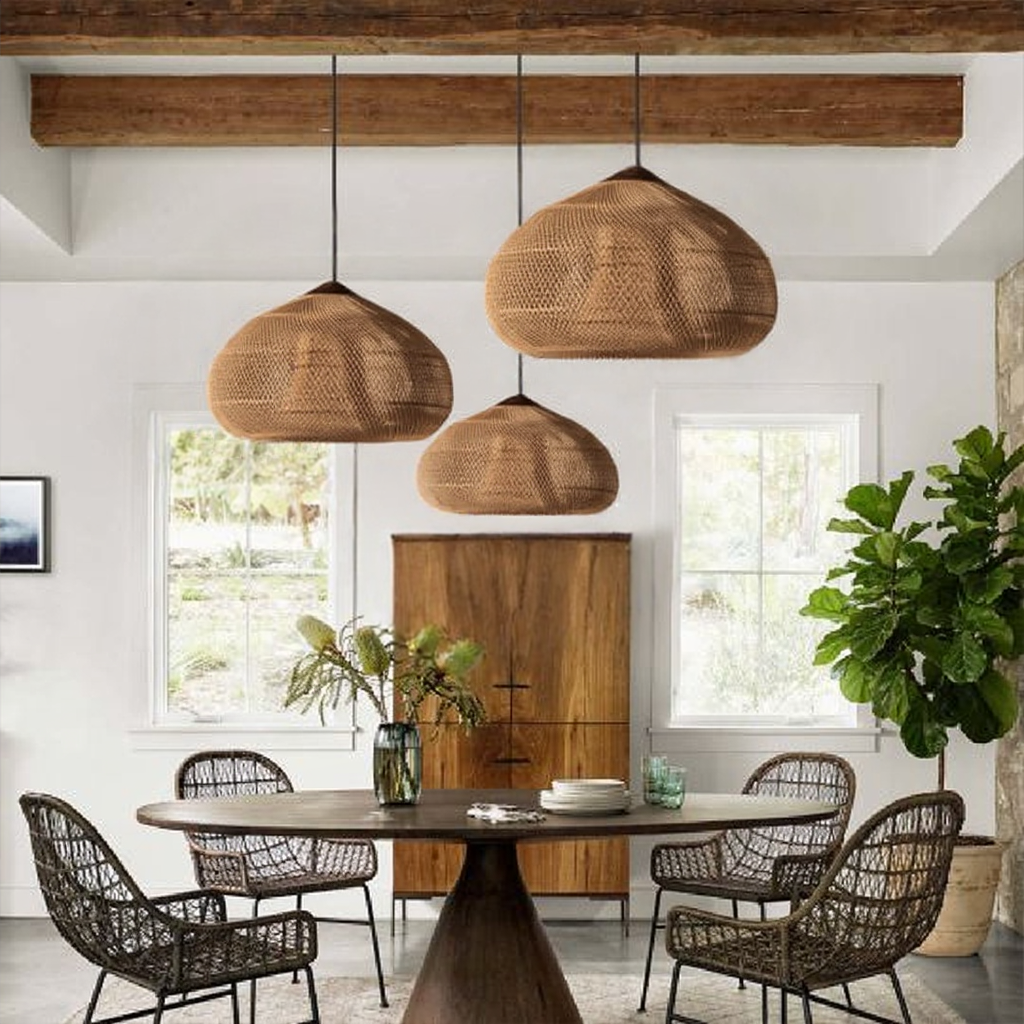 Vintage Rattan Woven Chandelier