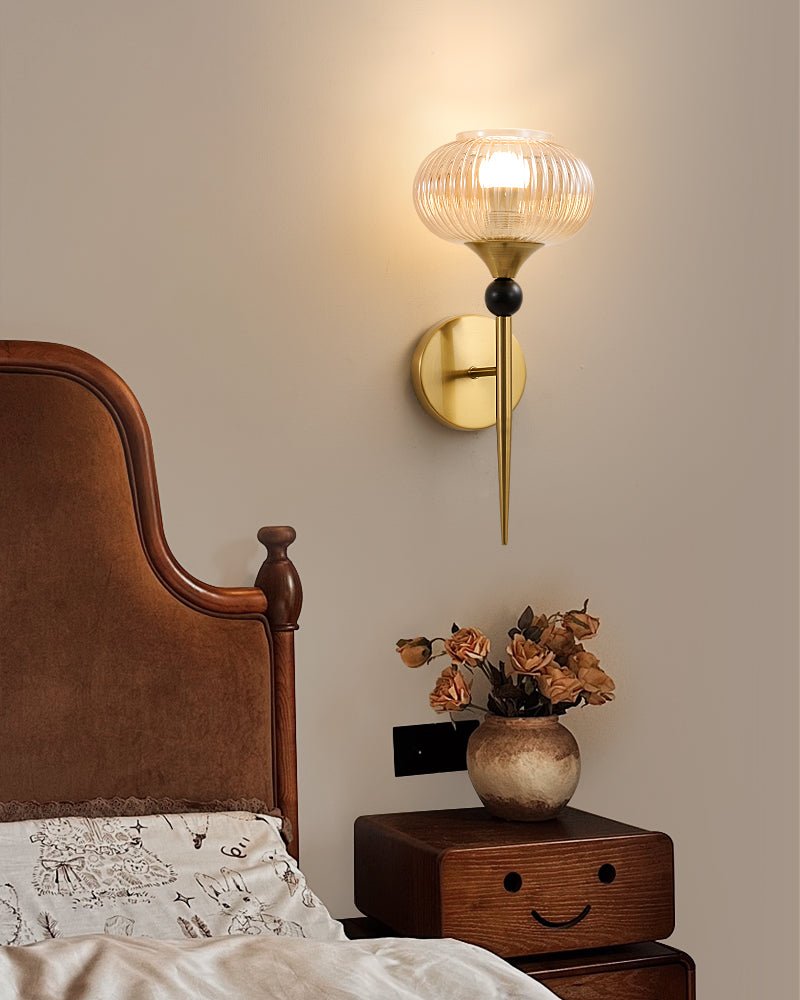 Isabelle Ribbed Glass Wall Sconce in Gold or Black
