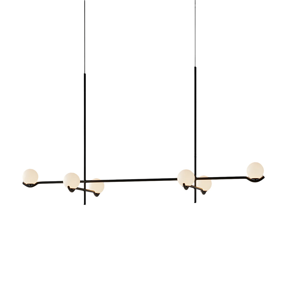 Modern Linear Glass Ball Pendant Light With 3 4 6 Light Black Gold