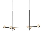 Modern Linear Glass Ball Pendant Light With 3 4 6 Light Black Gold