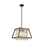 Trapezoidal Black Metallic Crystal Dining Room Chandeliers 2 Sizes