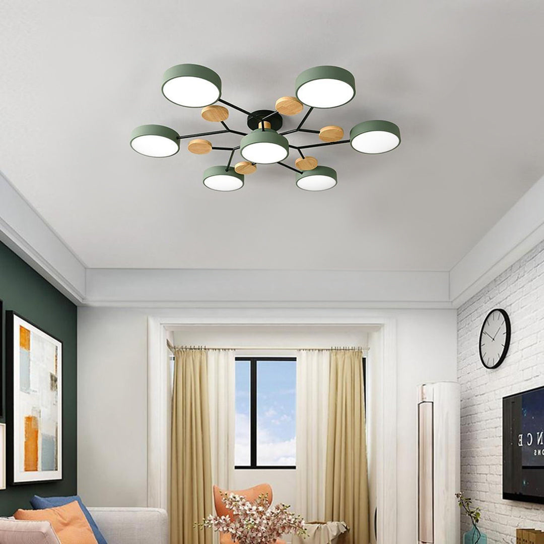Orbital Sputnik Semi Flush Mount LED Chandelier in Metal and Acrylic
