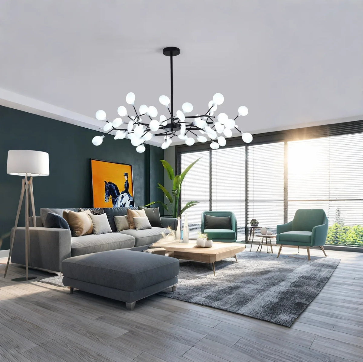 Creativity Firefly Led Chandelier Black Gold For Living Room Bedroom Hall Home Decor Indoor Lighting Minimalist Ceiling Pendant