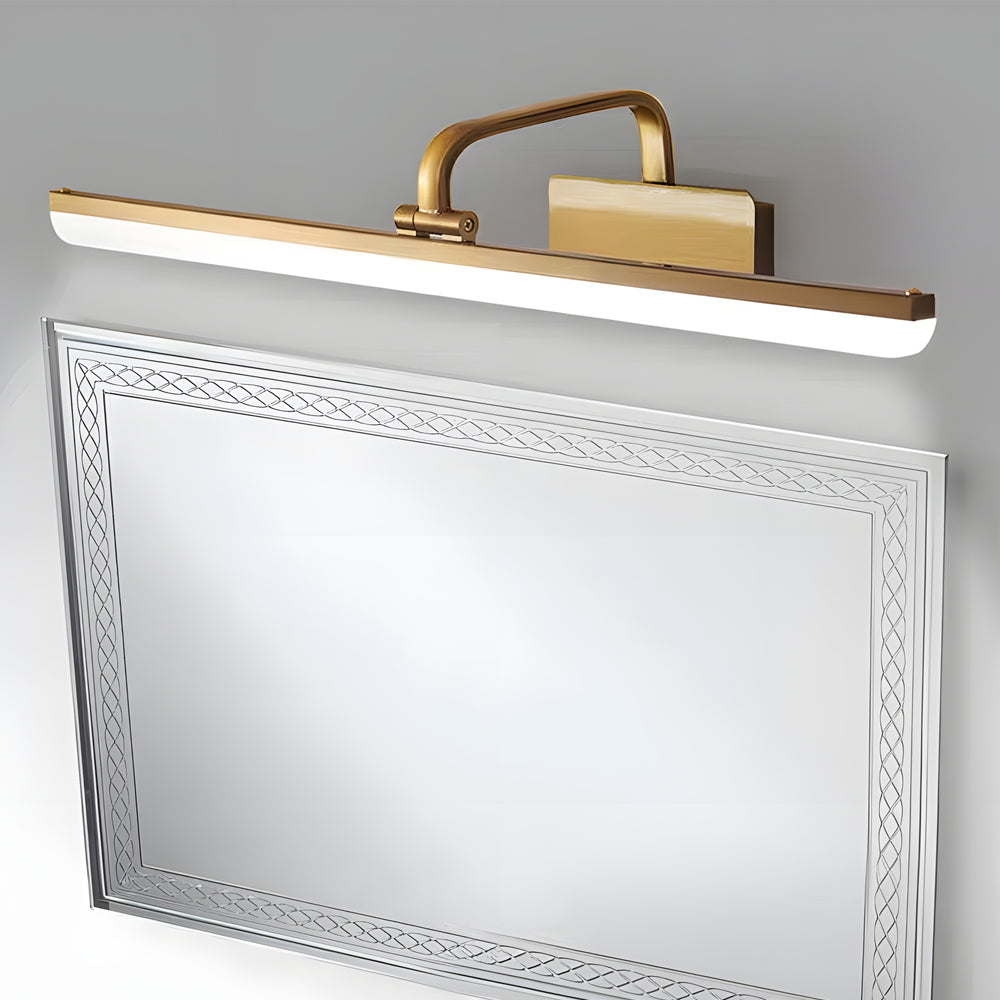 Brass Linear Bathroom Vanity Light Curved Rod Design